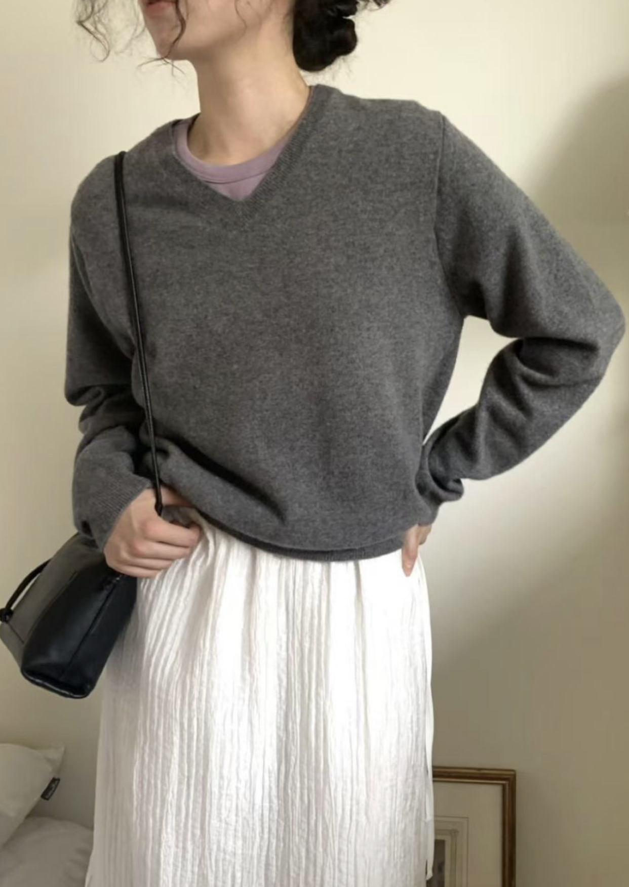 DE ONDO韓國代購㊣女裝新款人氣時尚休閑推薦針織衫細羊毛V領DE ONDO針織衫圖色4