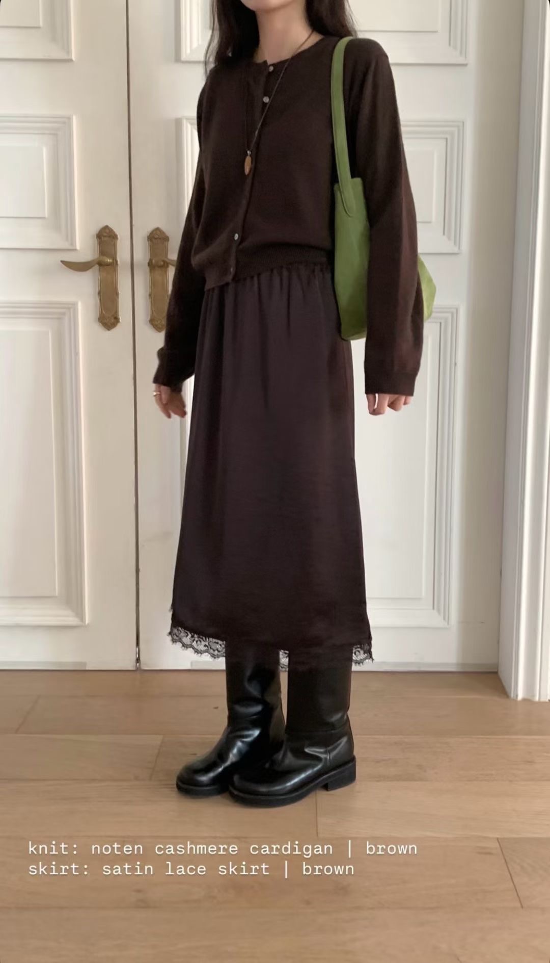 DE ONDO東大門㊣直郵女士新款人氣休閑25秋冬推薦長裙蕾絲DE ONDO長裙圖色1