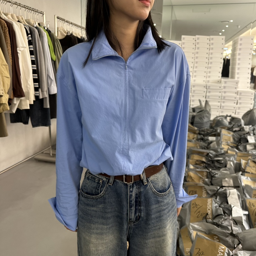 DOUBLE STANDARD/LE SMOKING/MAISONSTAFF東大門㊣直郵女士新款休閑襯衫蕾絲衫開衩MAISONSTAFF襯衫/蕾絲衫