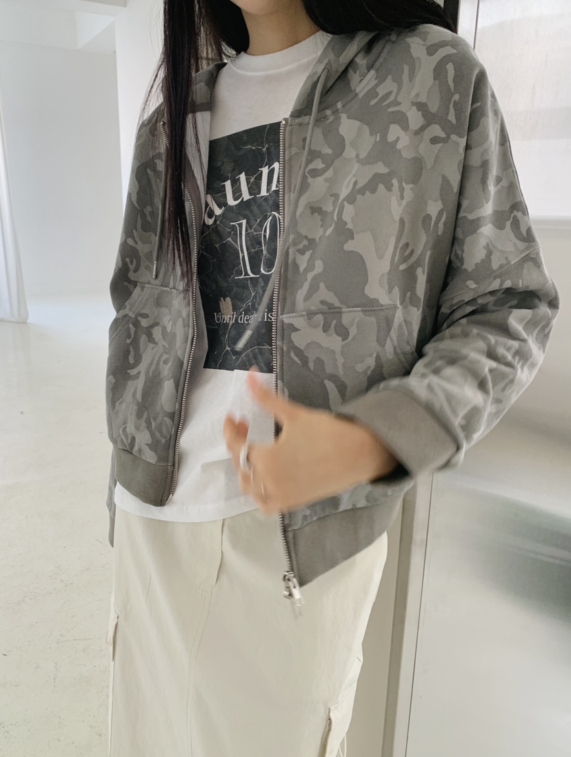 2BOTTLE韓國代購㊣女裝新款推薦真品職業夾克連帽拉鏈衫迷彩2BOTTLE夾克