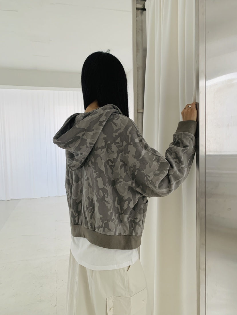 2BOTTLE韓國代購㊣女裝新款推薦真品職業夾克連帽拉鏈衫迷彩2BOTTLE夾克