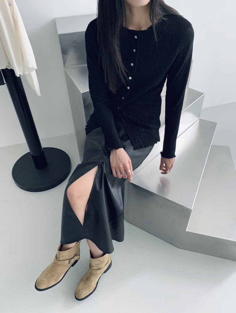 2BOTTLE韓國直郵㊣女士新款時尚休閑真品熱賣25秋冬長裙皮革2BOTTLE長裙