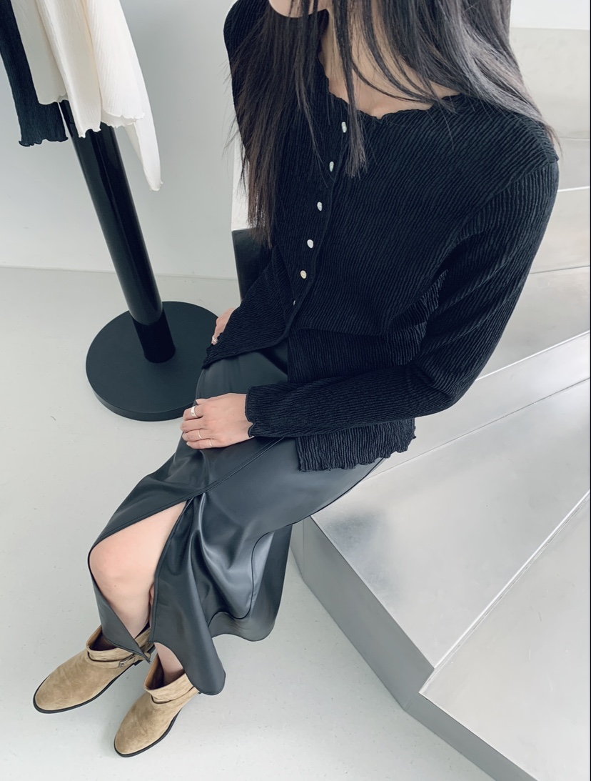 2BOTTLE韓國直郵㊣女士新款時尚休閑真品熱賣25秋冬長裙皮革2BOTTLE長裙