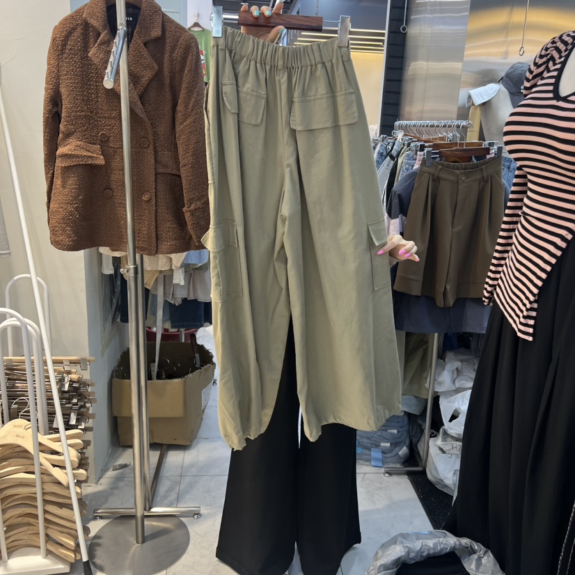 BLACK BABI韓國代購㊣女裝新品熱賣人氣職業時尚休閑褲口袋BLACK BABI休閑褲