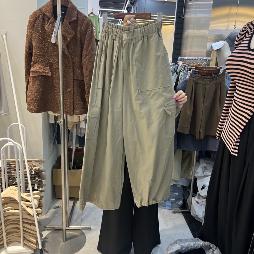 BLACK BABI韓國代購㊣女裝新品熱賣人氣職業時尚休閑褲口袋BLACK BABI休閑褲圖色1