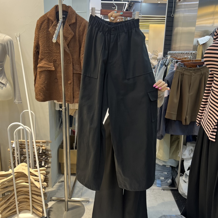 BLACK BABI韓國代購㊣女裝新品熱賣人氣職業時尚休閑褲口袋BLACK BABI休閑褲圖色2