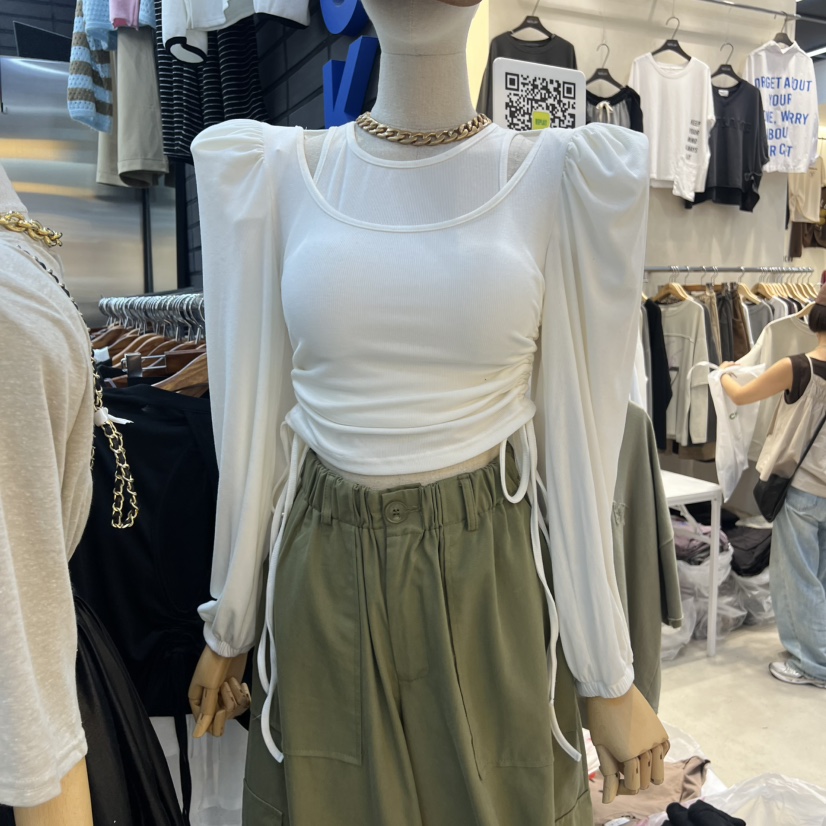BLACK BABI韓國直郵㊣女士新品25秋冬職業休閑長袖T恤假兩件BLACK BABI長袖T恤圖色1