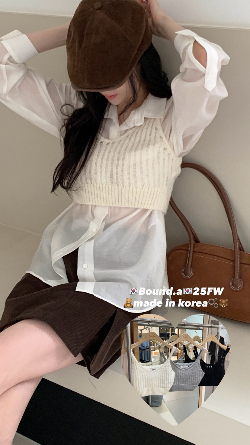 BOUND.A韓國代購㊣女裝新款休閑吊帶背心不含內搭馬海毛緊身BOUND.A吊帶/背心