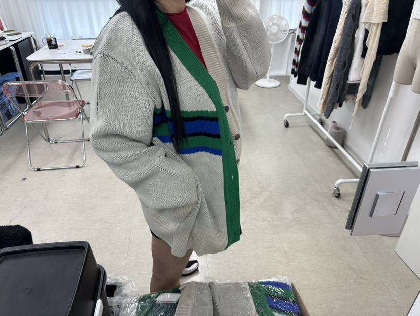 AWESOME-L韓國代購㊣女士新品時尚休閑人氣25秋冬針織衫開衫AWESOME-L針織衫