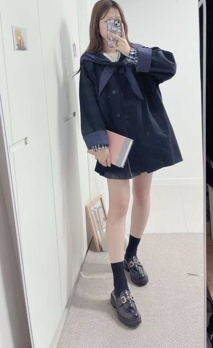 LULULALLA韓國直郵㊣女裝新品推薦職業人氣25秋冬夾克連帽衫格紋LULULALLA夾克圖色2