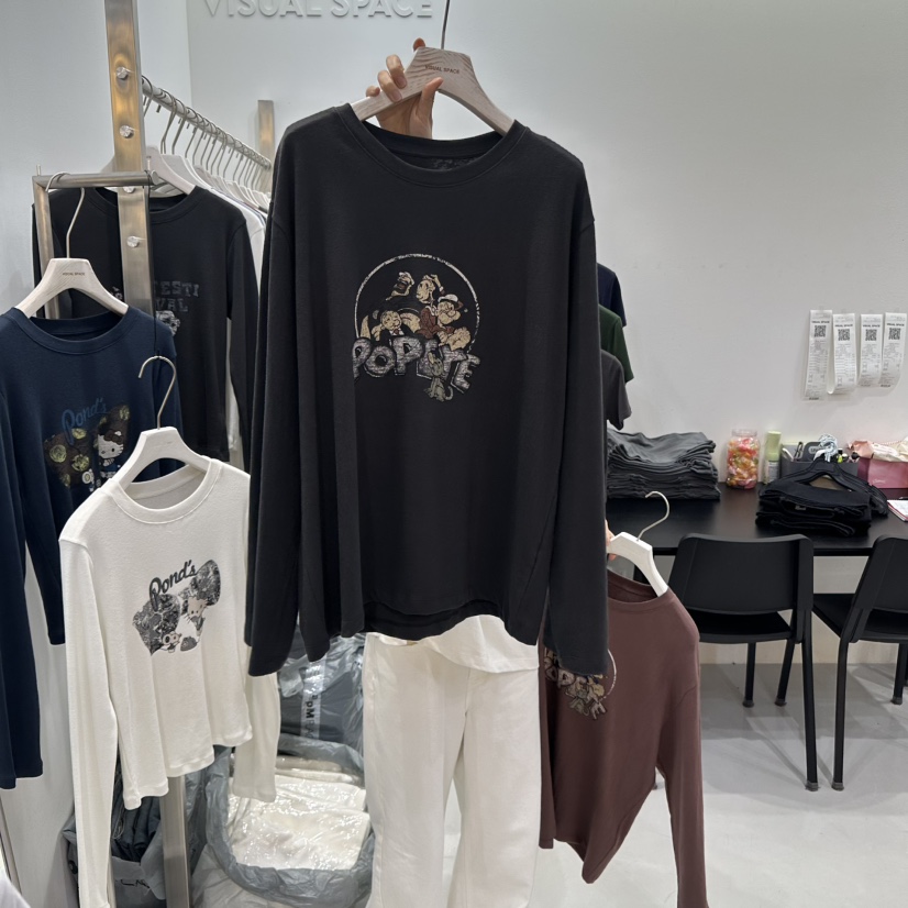 VISUAL SPACE韓國代購㊣女士新品時尚推薦長袖T恤大力水手VISUAL SPACE長袖T恤圖色2