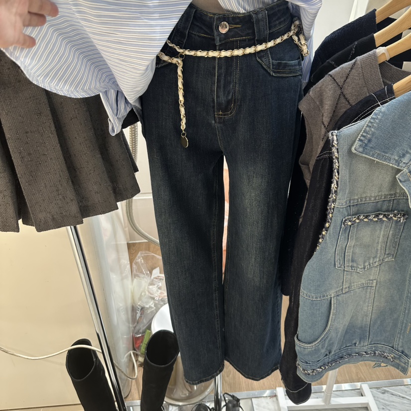 ABLESTUDIO東大門㊣代購女裝新款職業25秋冬牛仔褲不含腰帶ABLESTUDIO牛仔褲圖色1