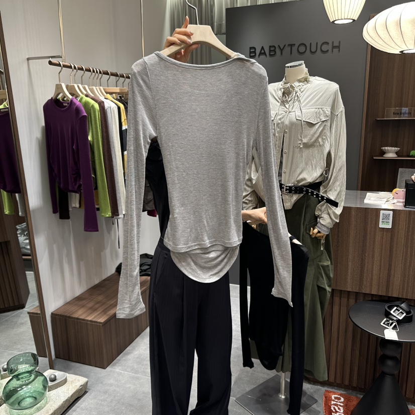 BABYTOUCH東大門㊣直郵女裝新品真品25秋冬長袖T恤天絲雙層BABYTOUCH長袖T恤