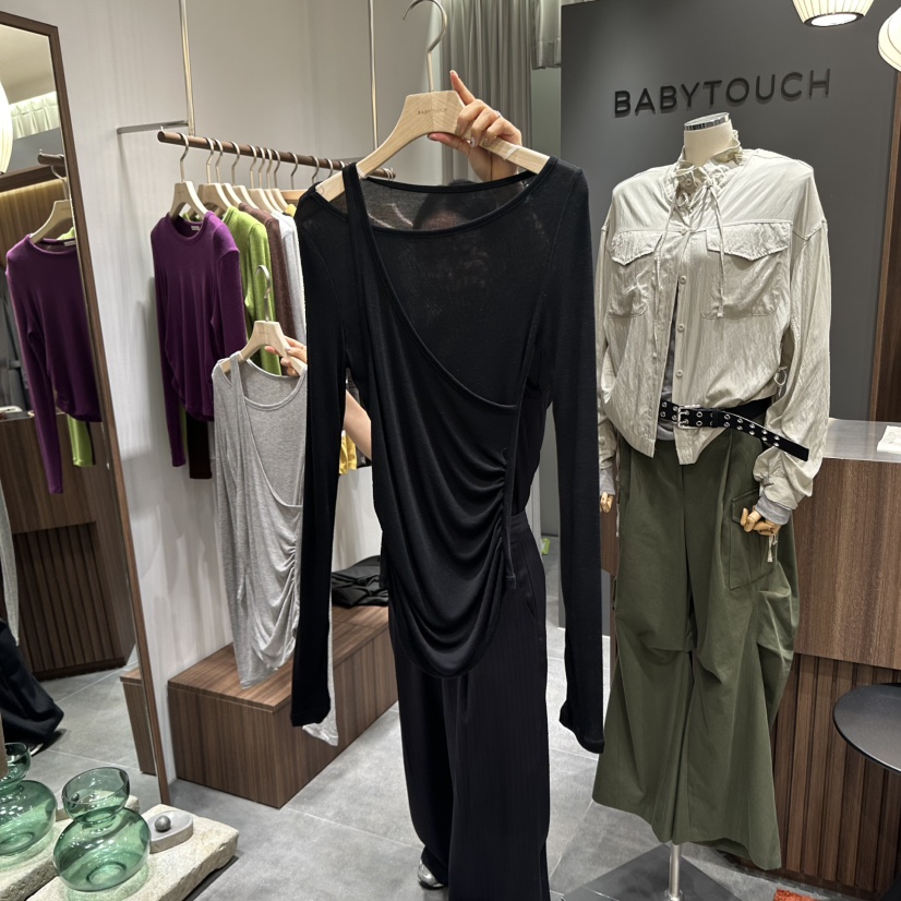BABYTOUCH東大門㊣直郵女裝新品真品25秋冬長袖T恤天絲雙層BABYTOUCH長袖T恤圖色4