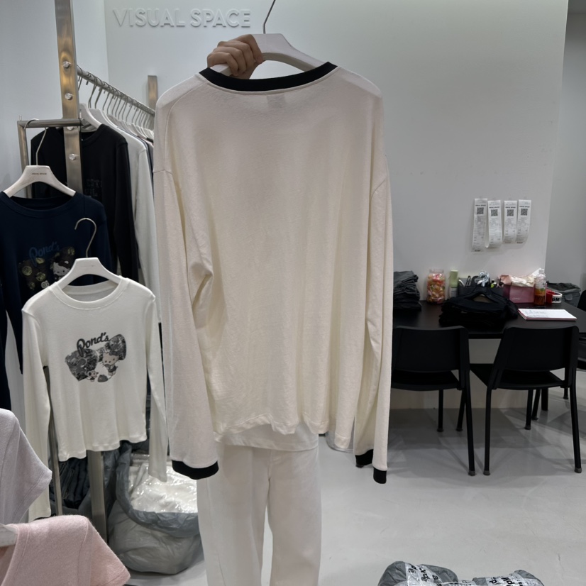 VISUAL SPACE韓國代購㊣女裝新品休閑人氣真品職業長袖T恤VISUAL SPACE長袖T恤