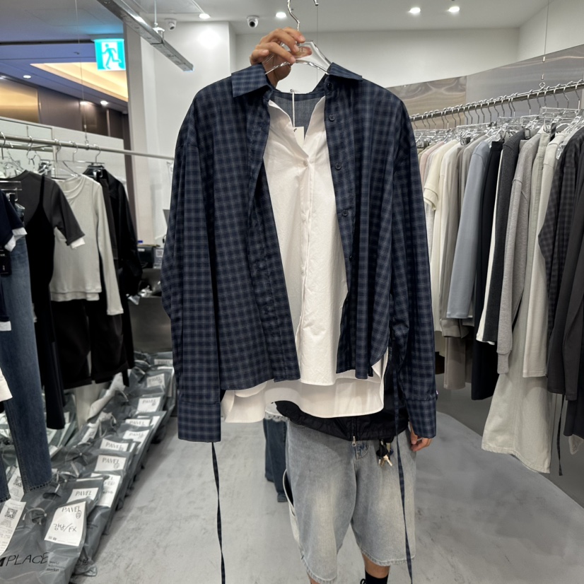 PAVEL東大門㊣直郵女裝新品時尚休閑推薦襯衫蕾絲衫假兩件雙層PAVEL襯衫/蕾絲衫圖色2