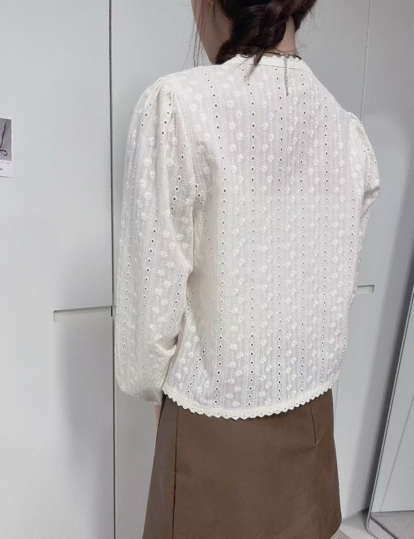 LULULALLA東大門㊣直郵女士新品推薦時尚真品襯衫蕾絲衫刺繡LULULALLA襯衫/蕾絲衫