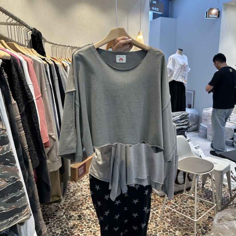 THE LINE-Q東大門㊣代購女士新款25秋冬休閑時尚真品職業T恤THE LINE-qT恤圖色3