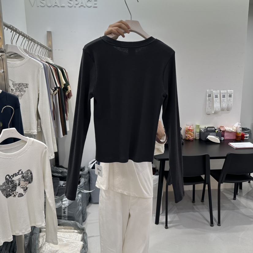 VISUAL SPACE韓國代購㊣女士新品時尚25秋冬推薦熱賣長袖T恤VISUAL SPACE長袖T恤