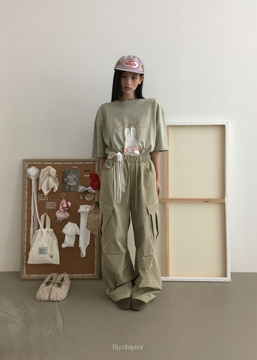 BY CHAPTER東大門㊣代購女裝新款推薦休閑褲斜紋棉布工裝褲Chapter休閑褲