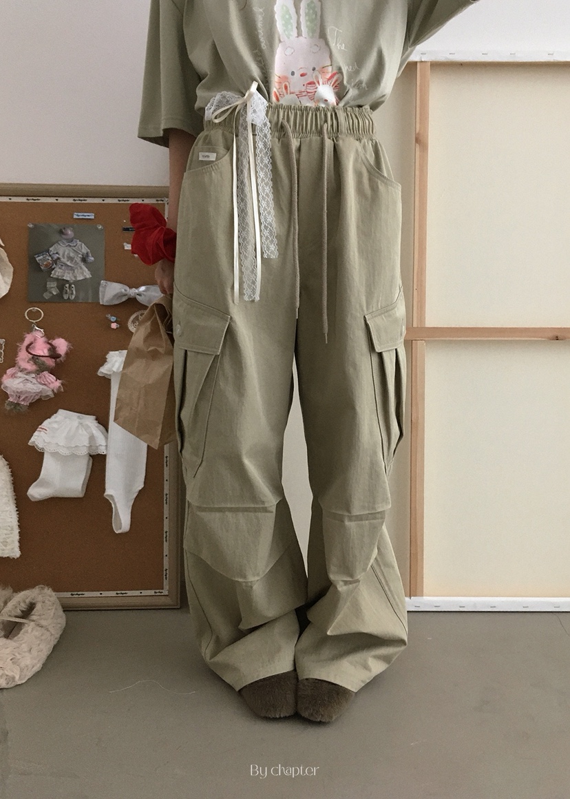 BY CHAPTER東大門㊣代購女裝新款推薦休閑褲斜紋棉布工裝褲Chapter休閑褲