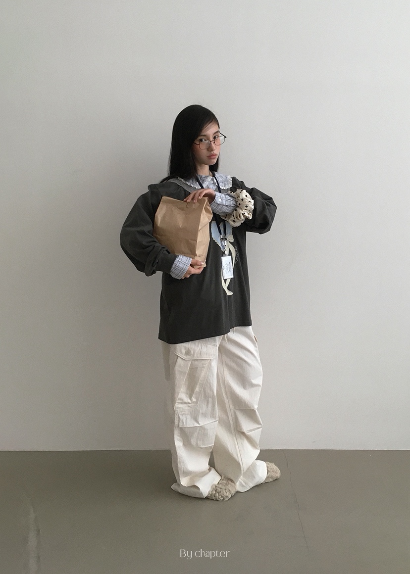 BY CHAPTER東大門㊣代購女裝新款推薦休閑褲斜紋棉布工裝褲Chapter休閑褲