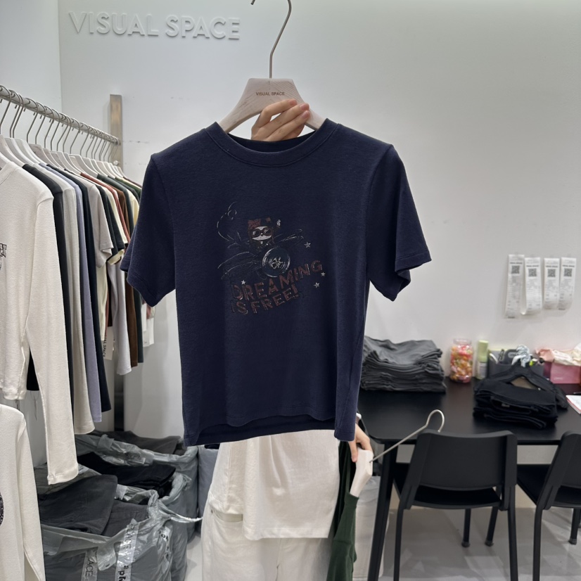 VISUAL SPACE韓國直郵㊣女裝新品人氣時尚職業熱賣真品T恤VISUAL SPACET恤圖色2