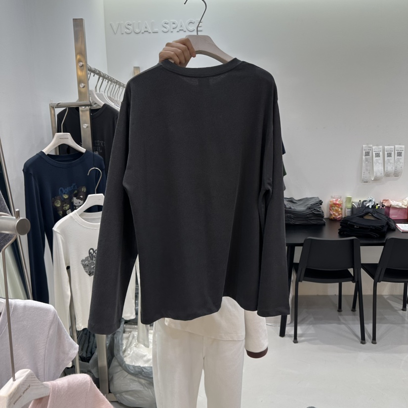 VISUAL SPACE東大門㊣實拍女士新品25秋冬時尚真品長袖T恤VISUAL SPACE長袖T恤