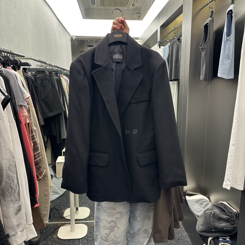 NUEUN東大門㊣實拍女裝新品時尚熱賣休閑真品25秋冬夾克羊毛NUEUN/SEEOT夾克圖色2