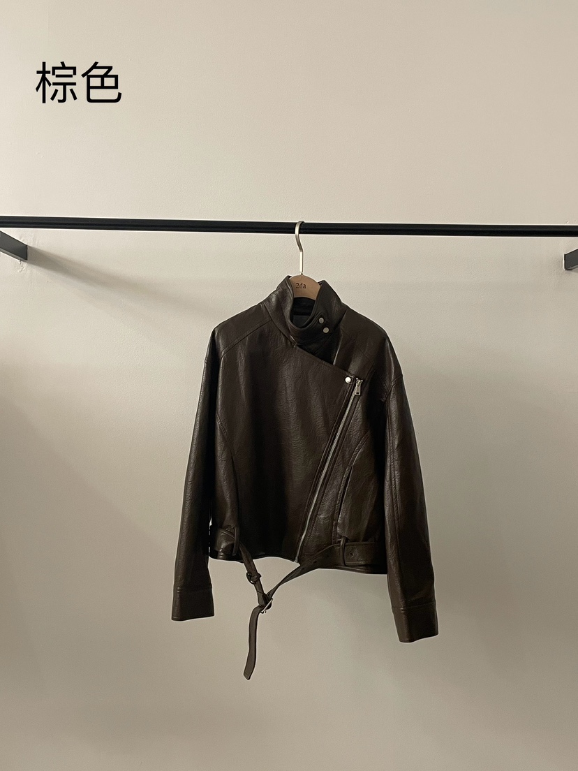2DA/DARIMI-P東大門㊣直郵女裝新品時尚熱賣職業皮衣含腰帶2DA/DARIMI-P皮衣圖色2