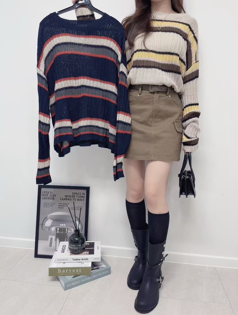 LULULALLA東大門㊣實拍女裝新品熱賣25秋冬人氣針織衫單排扣LULULALLA針織衫