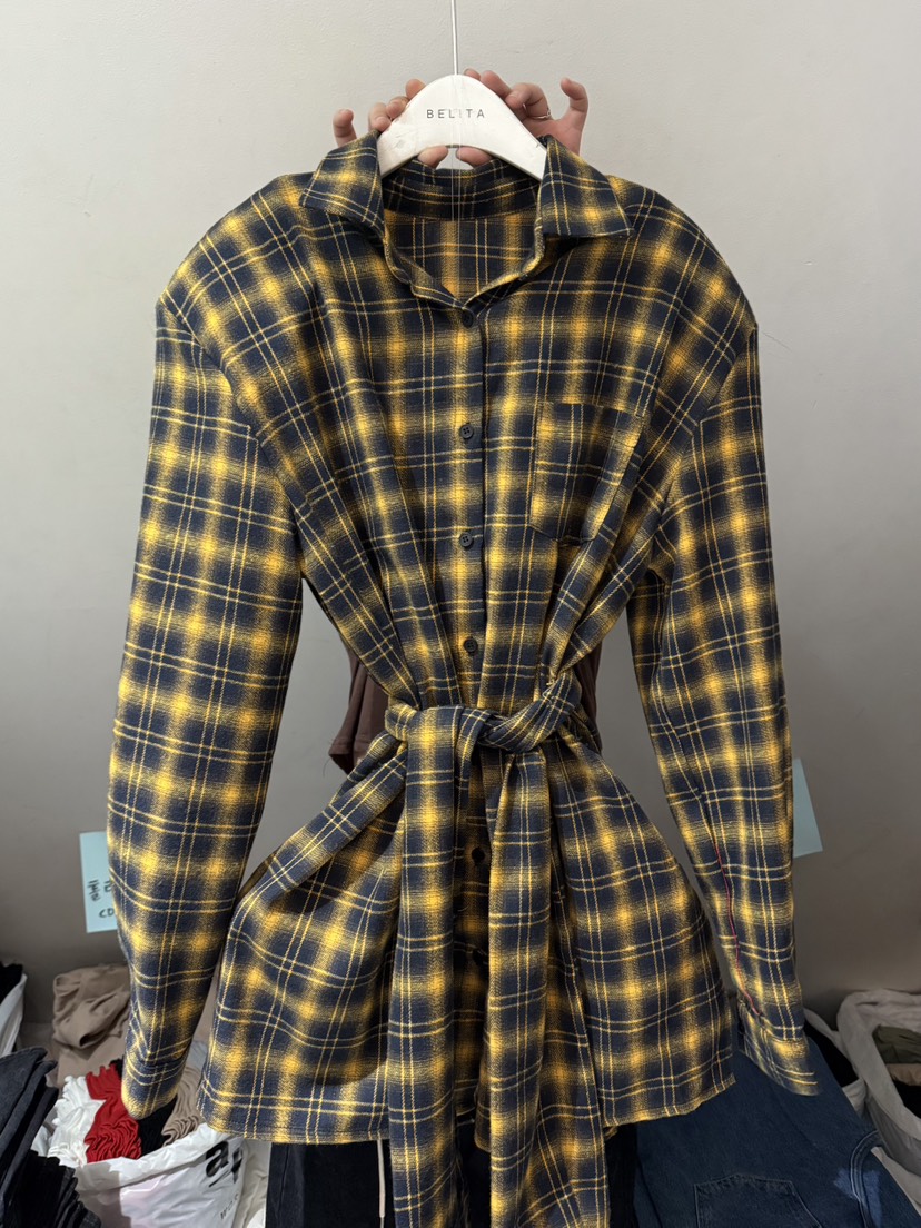 BELITA-L韓國代購㊣女士新品推薦休閑時尚襯衫蕾絲衫含腰帶BELITA-L襯衫/蕾絲衫圖色2