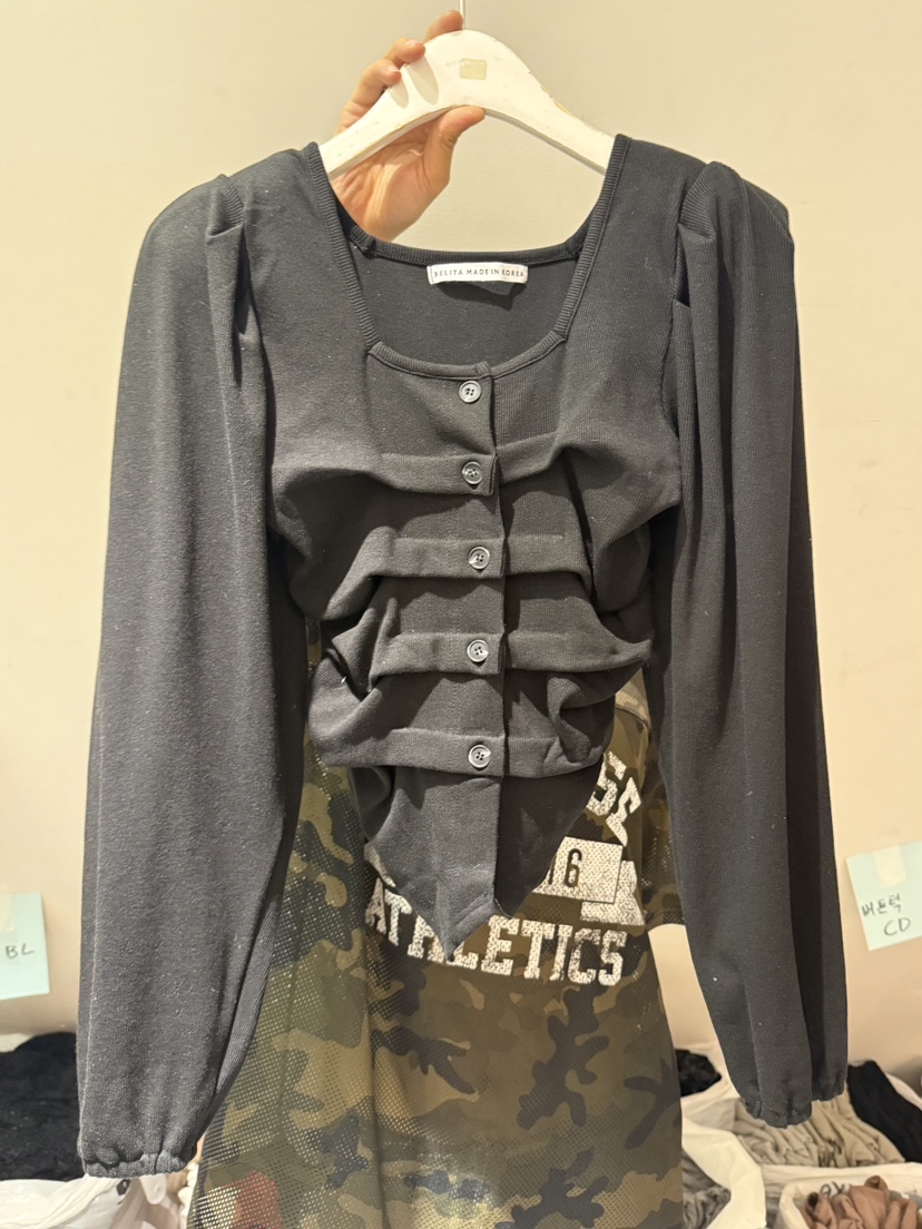 BELITA-L東大門㊣直郵女裝新品人氣25秋冬長袖T恤開衫紐扣BELITA-L長袖T恤