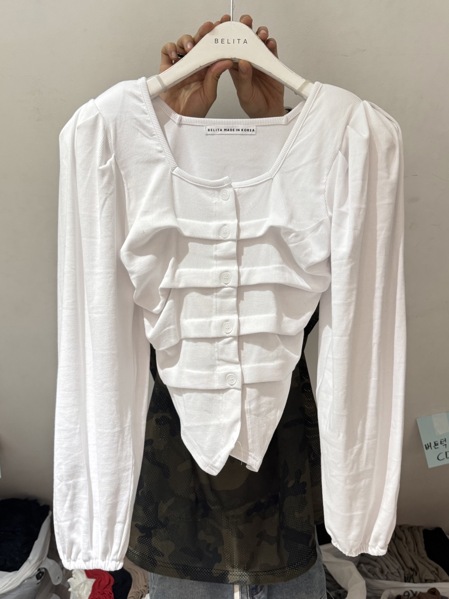 BELITA-L東大門㊣直郵女裝新品人氣25秋冬長袖T恤開衫紐扣BELITA-L長袖T恤