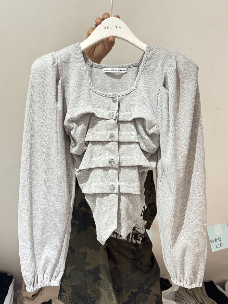 BELITA-L東大門㊣直郵女裝新品人氣25秋冬長袖T恤開衫紐扣BELITA-L長袖T恤圖色2