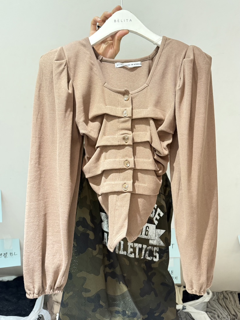 BELITA-L東大門㊣直郵女裝新品人氣25秋冬長袖T恤開衫紐扣BELITA-L長袖T恤圖色4