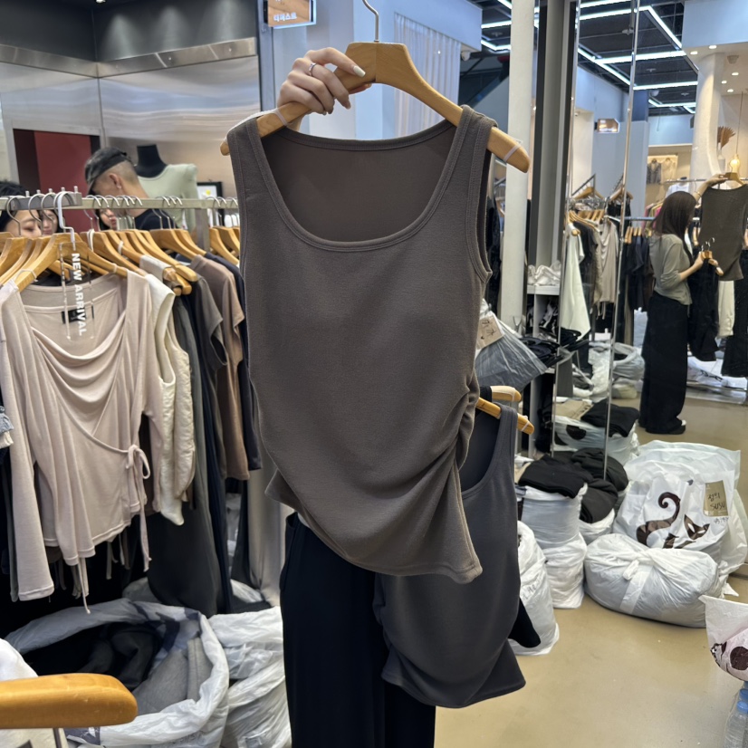 SANS東大門㊣直郵女裝新品人氣休閑25秋冬熱賣吊帶背心褶皺SANS吊帶/背心圖色2