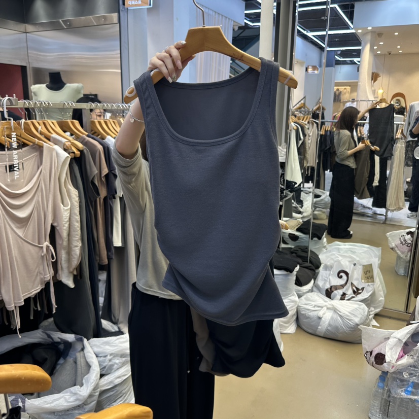 SANS東大門㊣直郵女裝新品人氣休閑25秋冬熱賣吊帶背心褶皺SANS吊帶/背心圖色3