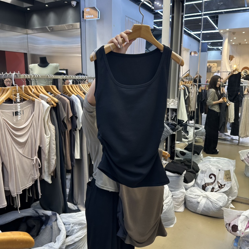 SANS東大門㊣直郵女裝新品人氣休閑25秋冬熱賣吊帶背心褶皺SANS吊帶/背心圖色4
