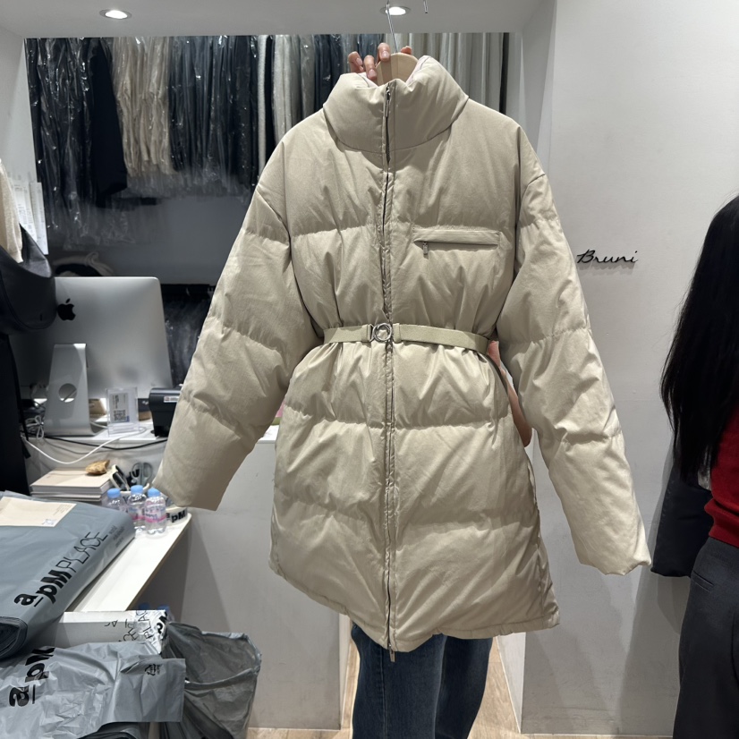 BRUNI/RICOTTA韓國直郵㊣女士新品真品長款羽絨服含腰帶鵝BRUNI/RICOTTA長款羽絨服