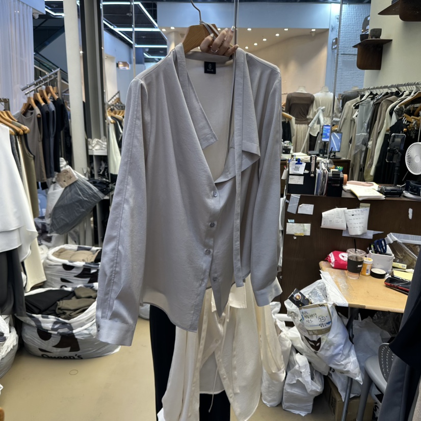 SANS韓國代購㊣女裝新品休閑熱賣時尚人氣推薦真品襯衫蕾絲衫SANS襯衫/蕾絲衫圖色2