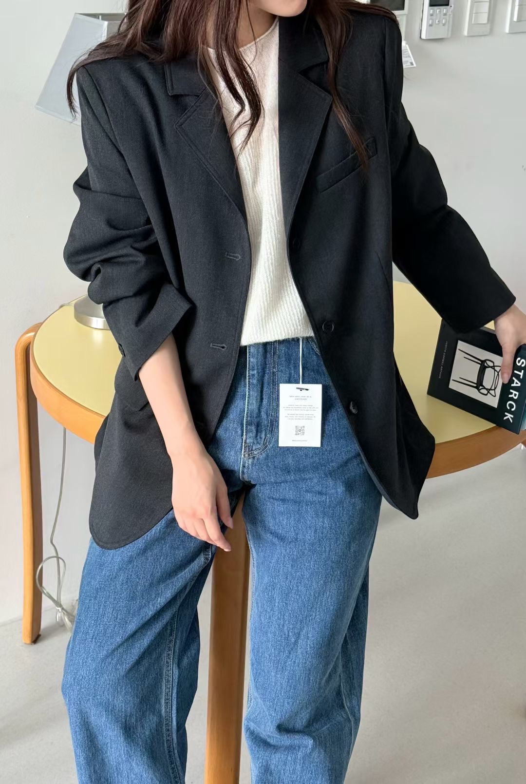 AMYGRACE韓國代購㊣女士新品休閑25秋冬推薦時尚職業人氣夾克AMYGRACE夾克圖色2