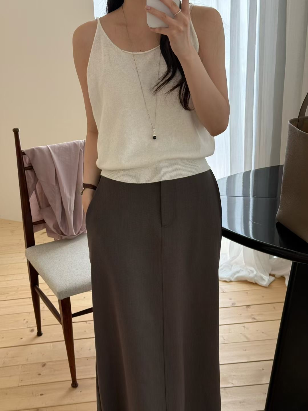 AMYGRACE韓國代購㊣女裝新品25秋冬熱賣休閑時尚真品職業長裙AMYGRACE長裙