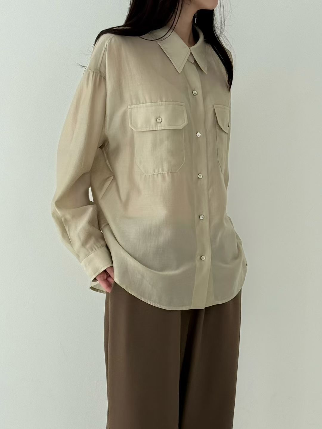 AMYGRACE韓國代購㊣女士新款25秋冬人氣推薦休閑襯衫蕾絲衫AMYGRACE襯衫/蕾絲衫圖色2