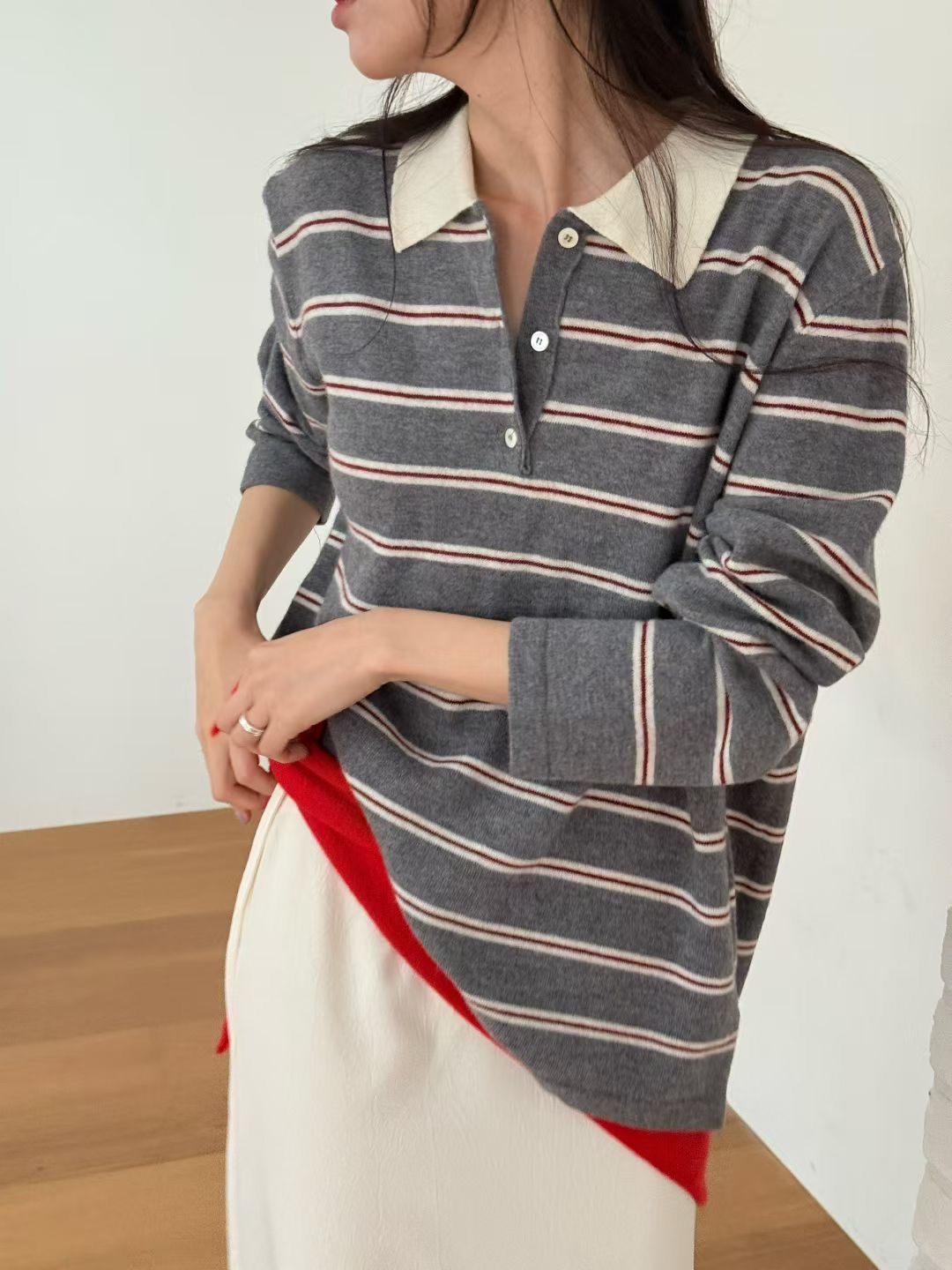 AMYGRACE韓國直郵㊣女士新品真品熱賣休閑25秋冬人氣長袖T恤AMYGRACE長袖T恤