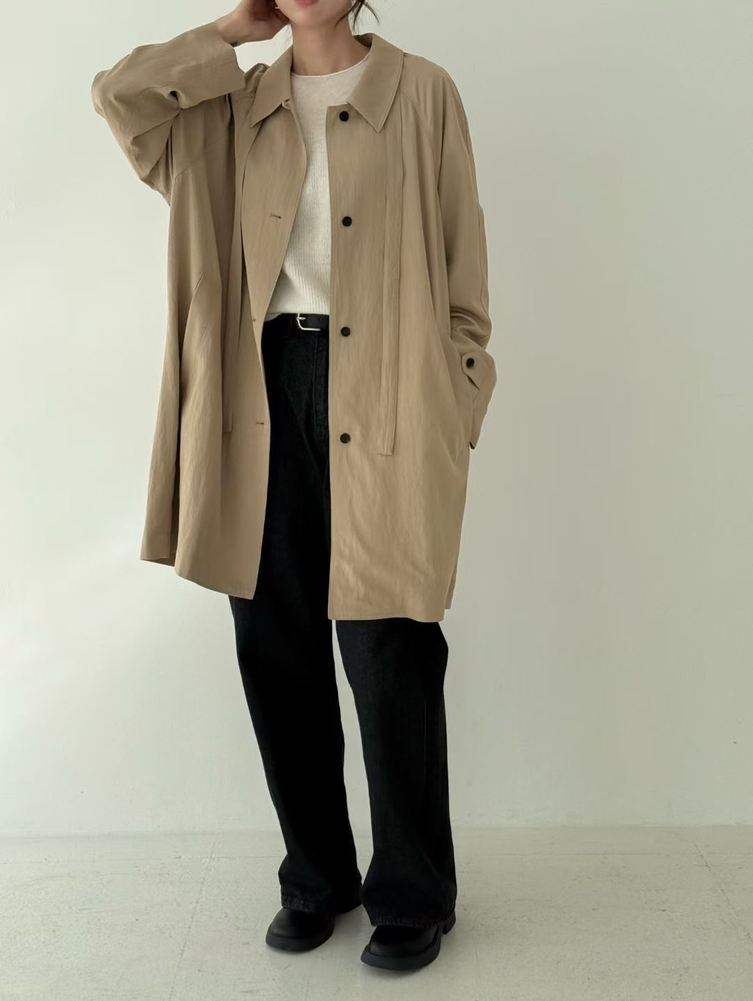 AMYGRACE東大門㊣代購女裝新款時尚25秋冬真品熱賣長款風衣AMYGRACE長款風衣圖色2