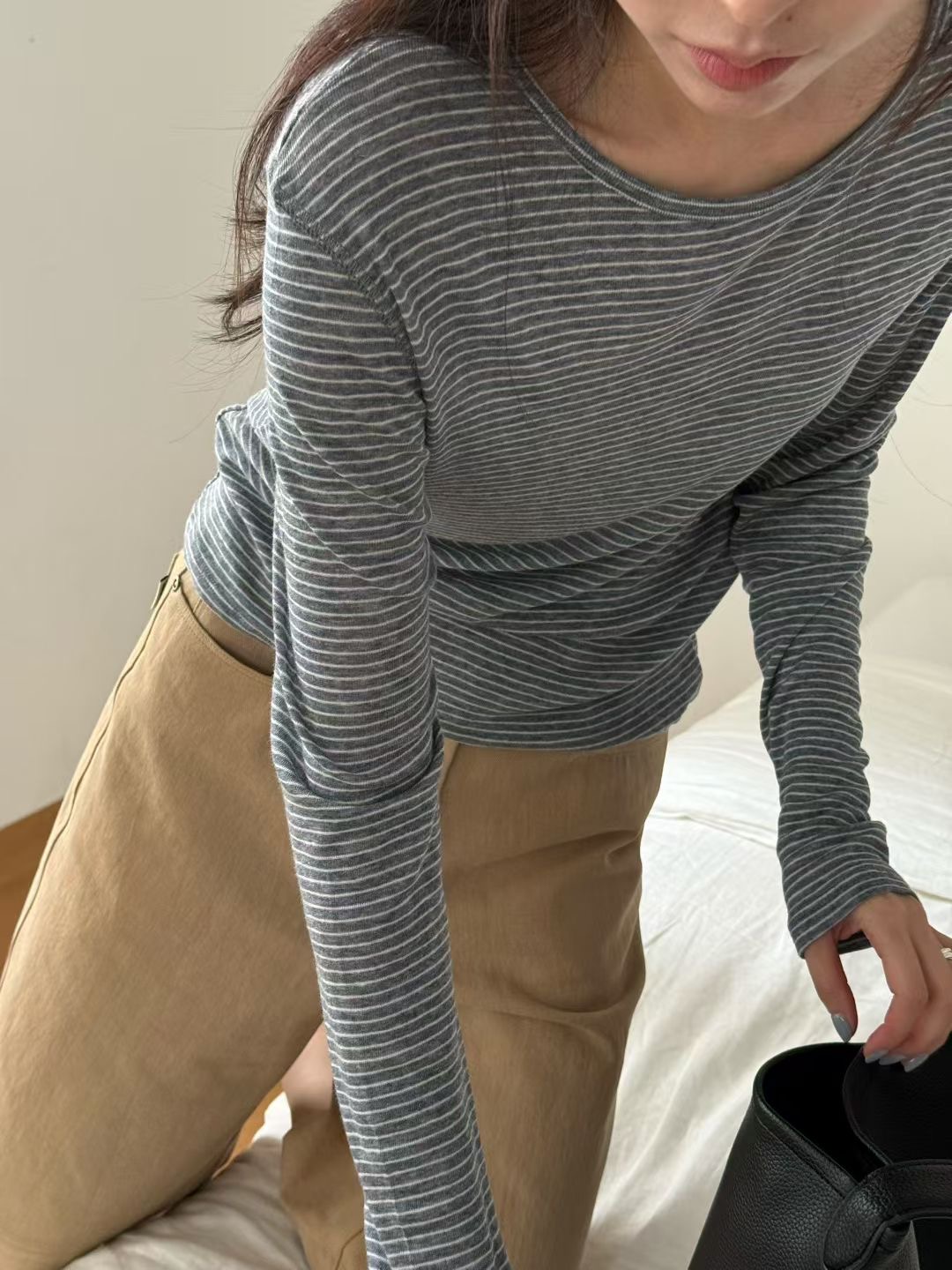 AMYGRACE韓國直郵㊣女士新品人氣職業休閑時尚真品熱賣長袖T恤AMYGRACE長袖T恤