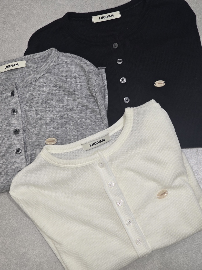 LIKEVAM韓國代購㊣女裝新品人氣熱賣時尚職業推薦長袖T恤開衫LIKEVAM長袖T恤