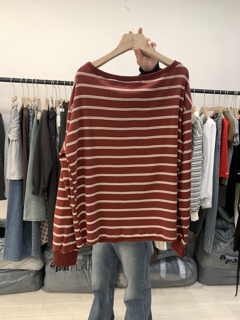 CEDARWOOD韓國代購㊣女裝新品休閑推薦真品25秋冬長袖T恤露肩CEDARWOOD長袖T恤