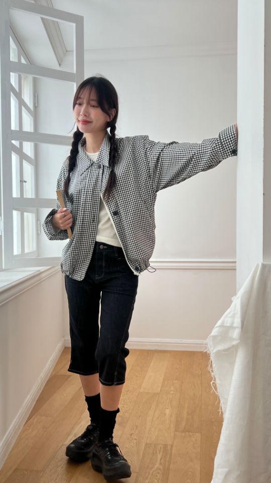 HEY/TO SEWING韓國直郵㊣女士新品25秋冬職業真品夾克格紋BY HEY/TO SEWING夾克